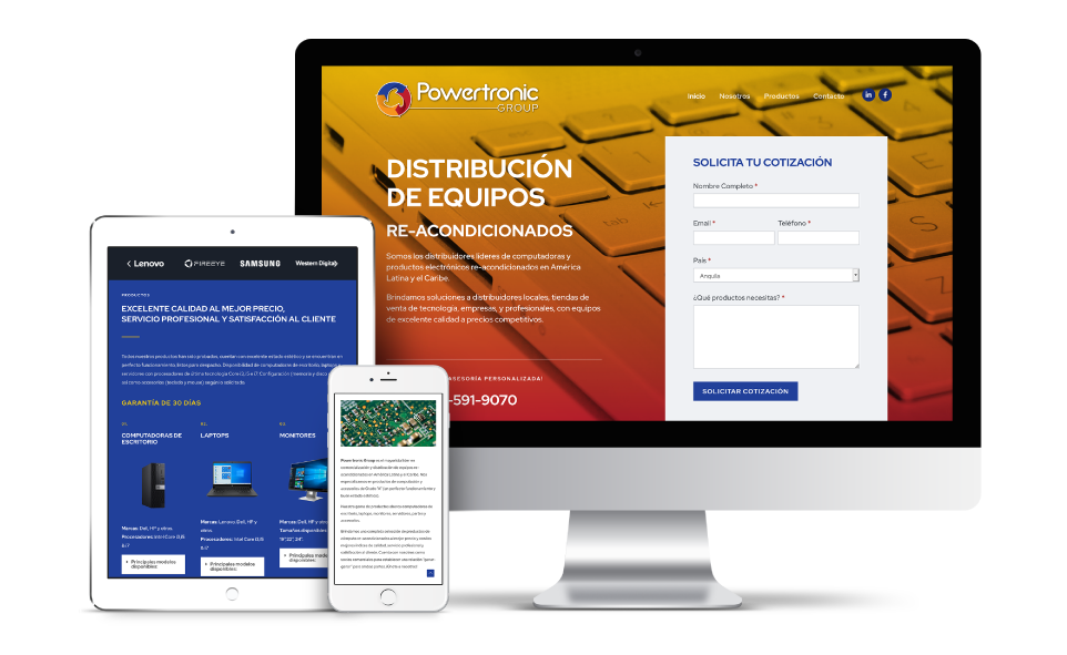 Responsive view of Powertronic Group's website